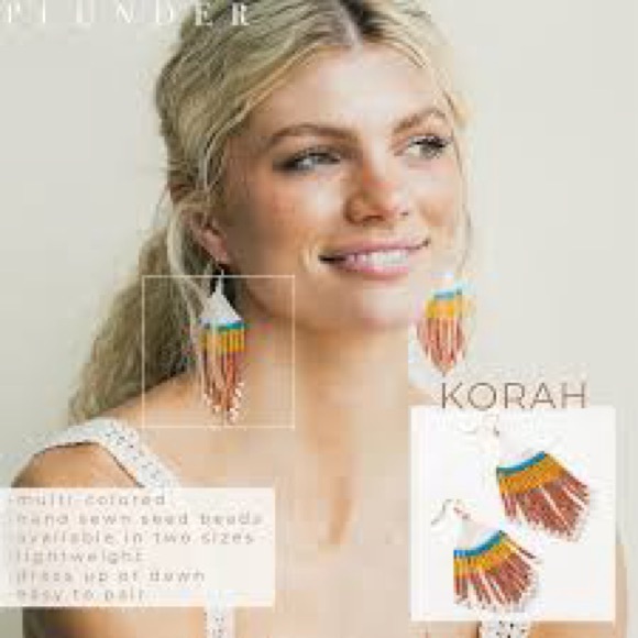 New in Box Korah Large Earrings~Plunder Seed Bead~Aztec Fall colors - Picture 6 of 6